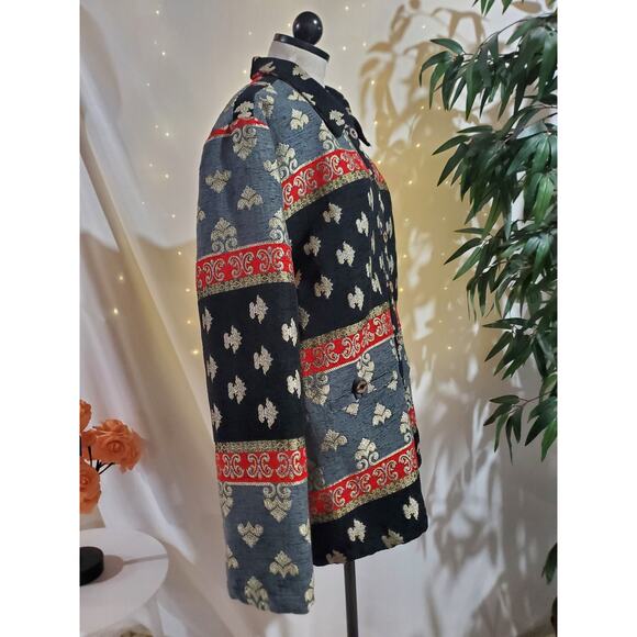 Vtg Sag Harbor Embroidered Tapestry Brocade Button Jacket Plus Size 18 Woven - Picture 4 of 10